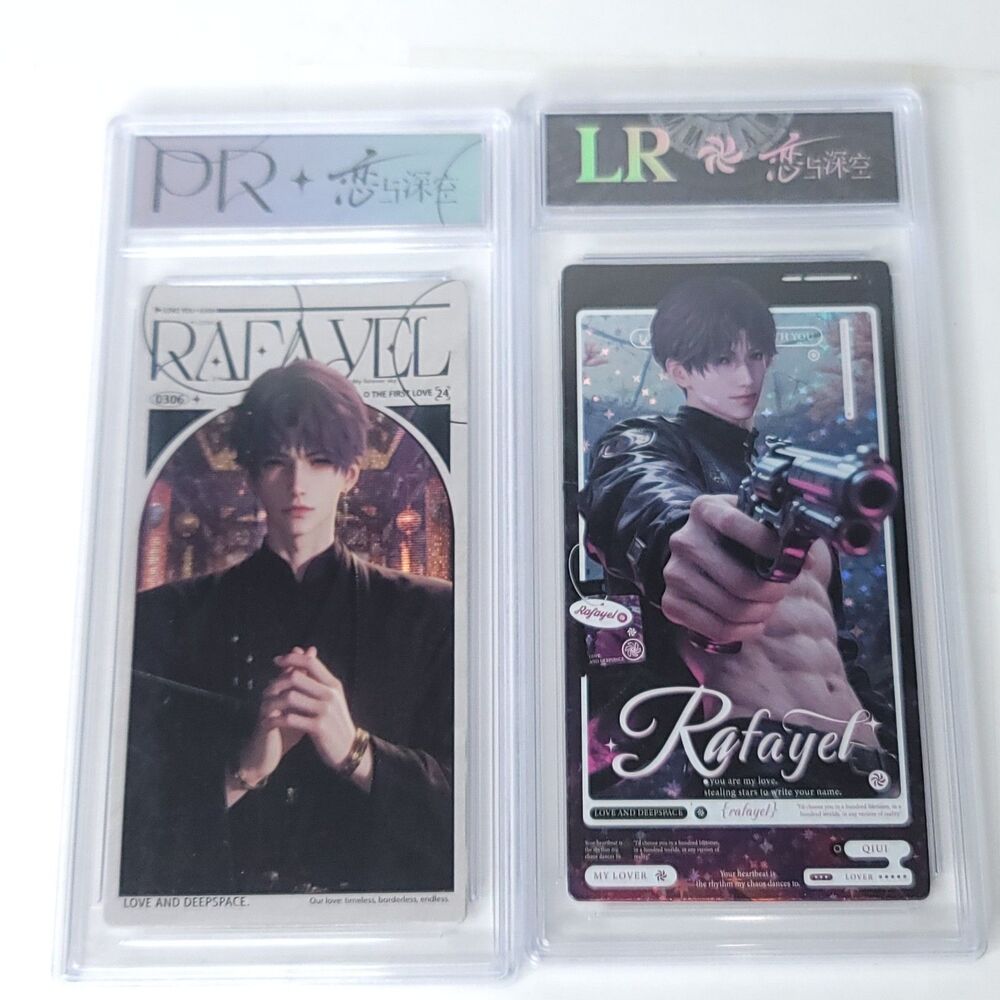 Love and Deep Space Rafayel Glitter Trading Card Encased Collectible Lot Of 2